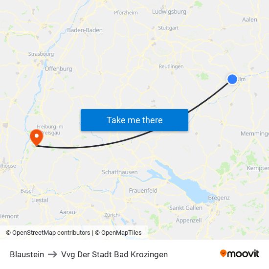 Blaustein to Vvg Der Stadt Bad Krozingen map