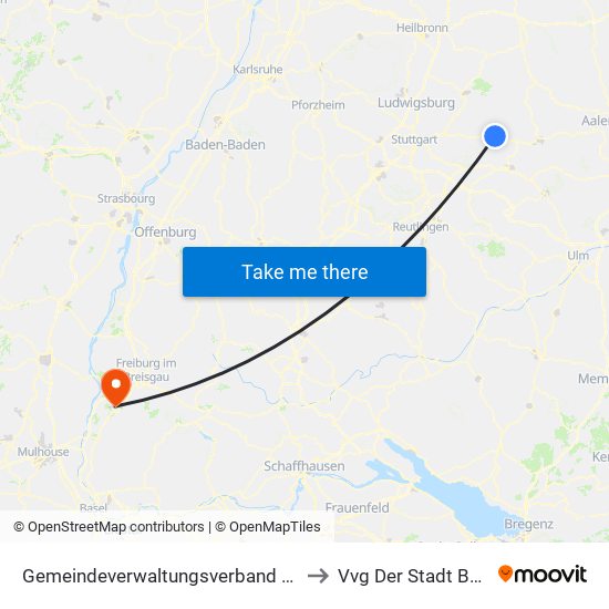 Gemeindeverwaltungsverband Plüderhausen-Urbach to Vvg Der Stadt Bad Krozingen map