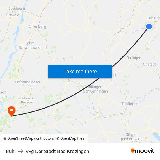 Bühl to Vvg Der Stadt Bad Krozingen map