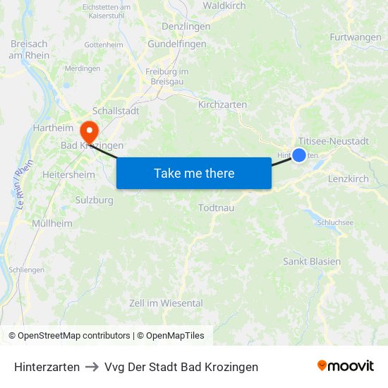 Hinterzarten to Vvg Der Stadt Bad Krozingen map