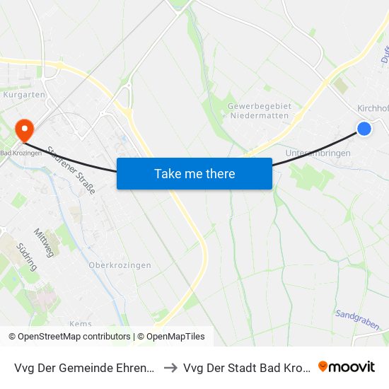 Vvg Der Gemeinde Ehrenkirchen to Vvg Der Stadt Bad Krozingen map