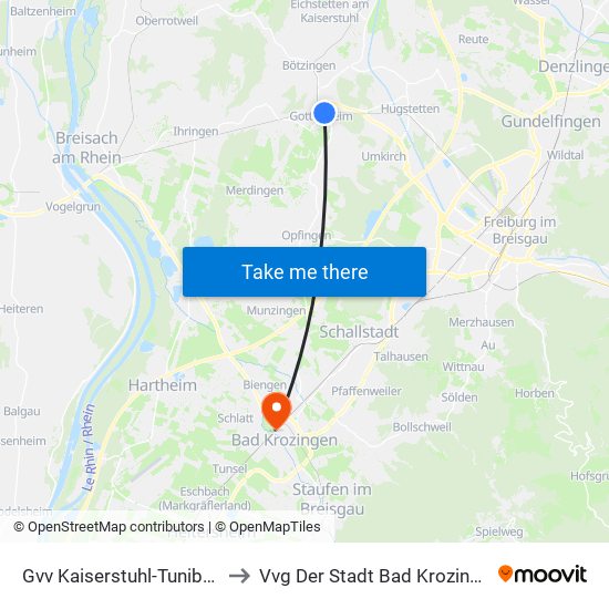Gvv Kaiserstuhl-Tuniberg to Vvg Der Stadt Bad Krozingen map