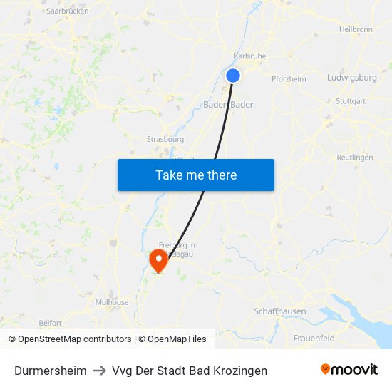 Durmersheim to Vvg Der Stadt Bad Krozingen map