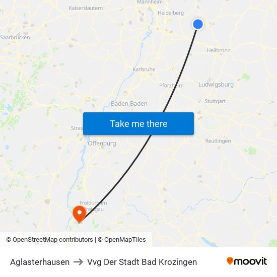 Aglasterhausen to Vvg Der Stadt Bad Krozingen map