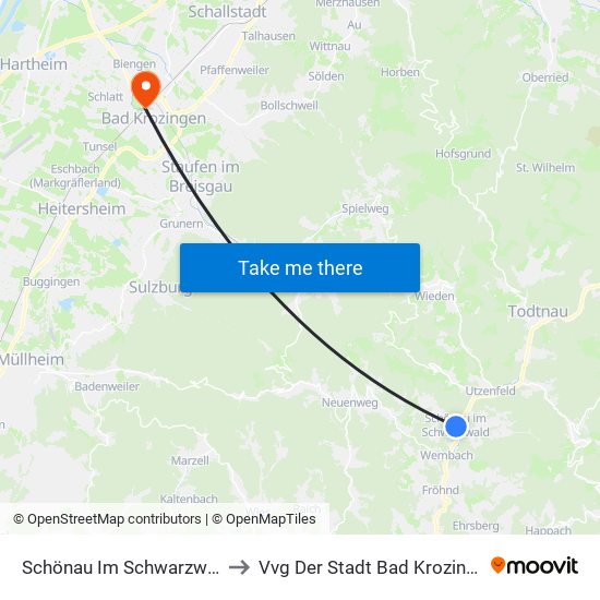 Schönau Im Schwarzwald to Vvg Der Stadt Bad Krozingen map