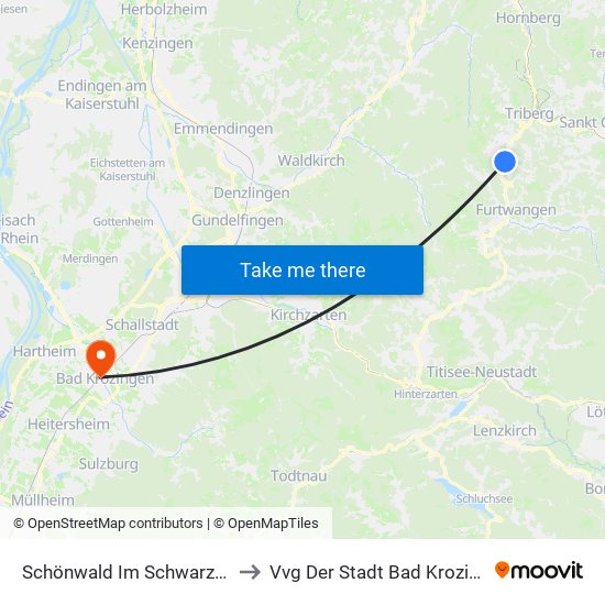 Schönwald Im Schwarzwald to Vvg Der Stadt Bad Krozingen map