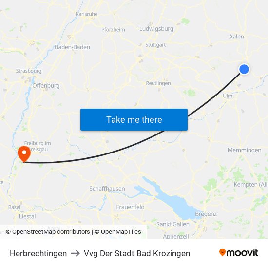 Herbrechtingen to Vvg Der Stadt Bad Krozingen map
