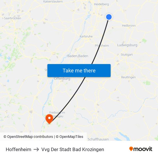 Hoffenheim to Vvg Der Stadt Bad Krozingen map