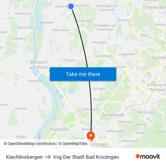 Kiechlinsbergen to Vvg Der Stadt Bad Krozingen map