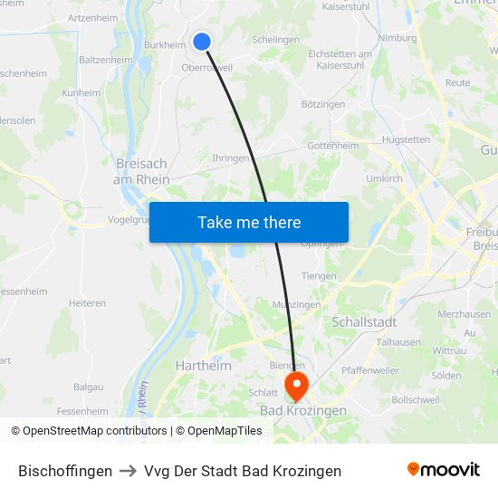 Bischoffingen to Vvg Der Stadt Bad Krozingen map