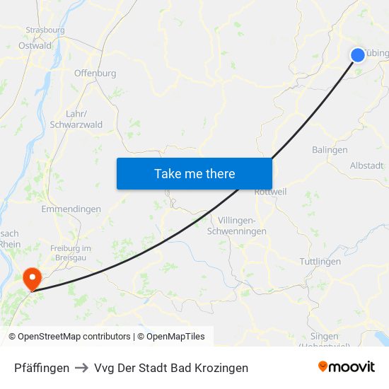 Pfäffingen to Vvg Der Stadt Bad Krozingen map