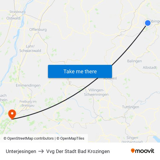 Unterjesingen to Vvg Der Stadt Bad Krozingen map