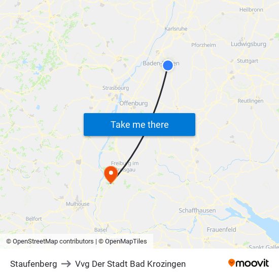 Staufenberg to Vvg Der Stadt Bad Krozingen map