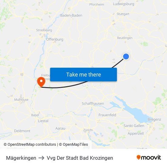 Mägerkingen to Vvg Der Stadt Bad Krozingen map