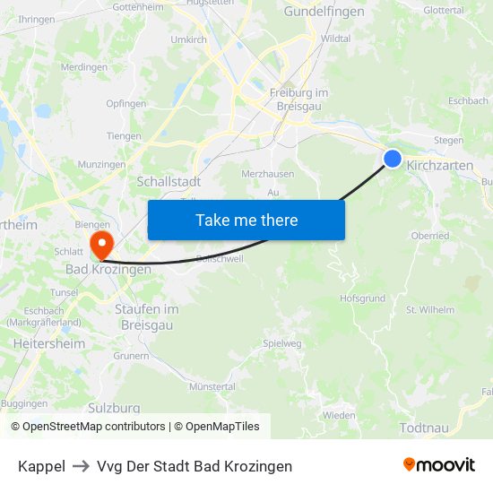 Kappel to Vvg Der Stadt Bad Krozingen map