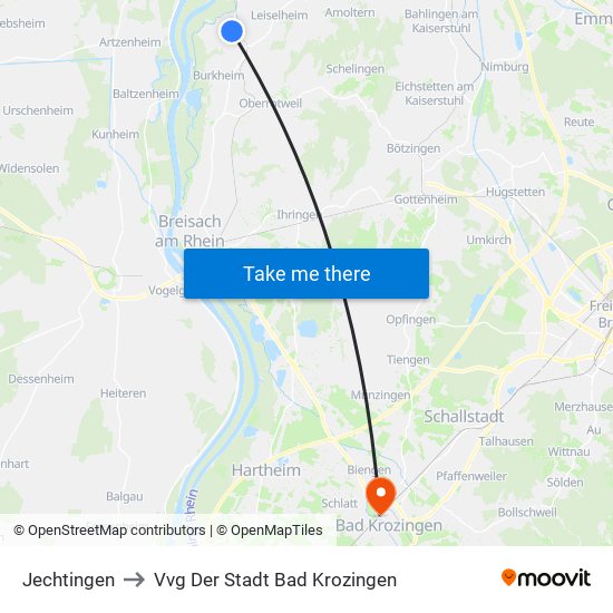 Jechtingen to Vvg Der Stadt Bad Krozingen map