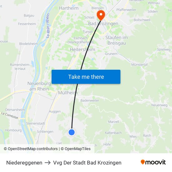 Niedereggenen to Vvg Der Stadt Bad Krozingen map