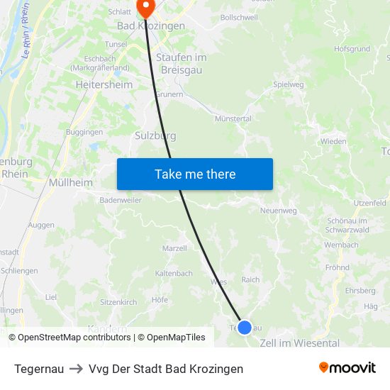 Tegernau to Vvg Der Stadt Bad Krozingen map