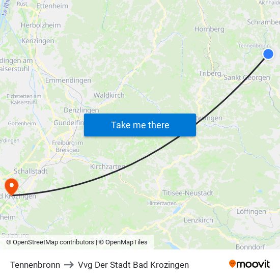Tennenbronn to Vvg Der Stadt Bad Krozingen map