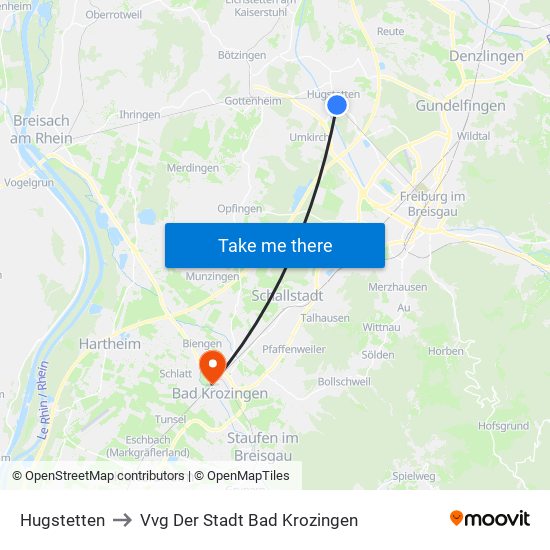 Hugstetten to Vvg Der Stadt Bad Krozingen map