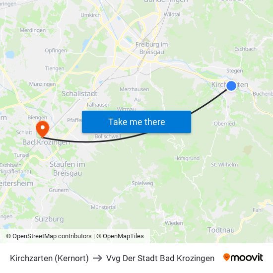 Kirchzarten (Kernort) to Vvg Der Stadt Bad Krozingen map