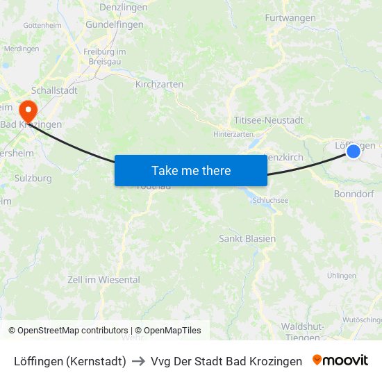 Löffingen (Kernstadt) to Vvg Der Stadt Bad Krozingen map