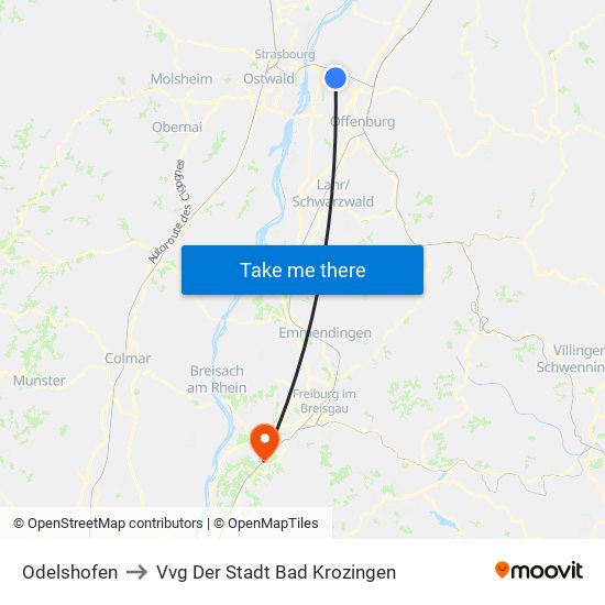 Odelshofen to Vvg Der Stadt Bad Krozingen map