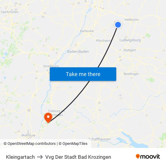 Kleingartach to Vvg Der Stadt Bad Krozingen map