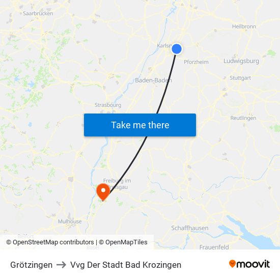 Grötzingen to Vvg Der Stadt Bad Krozingen map