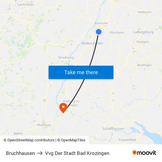 Bruchhausen to Vvg Der Stadt Bad Krozingen map