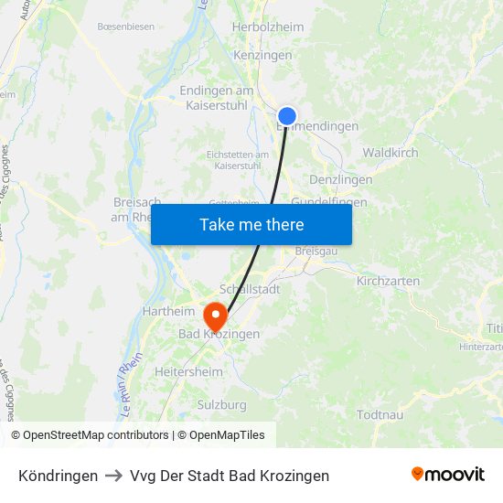 Köndringen to Vvg Der Stadt Bad Krozingen map