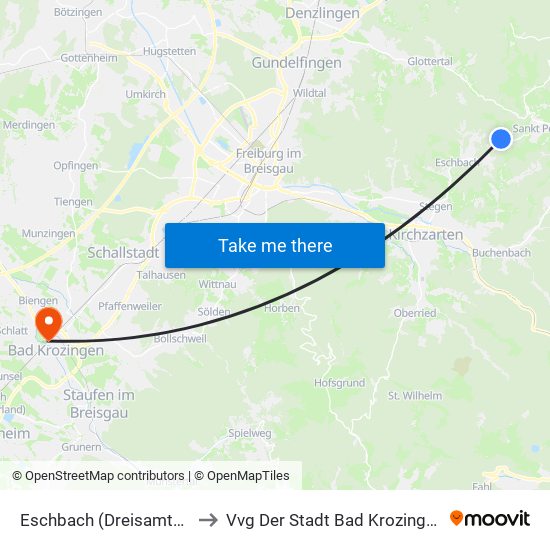 Eschbach (Dreisamtal) to Vvg Der Stadt Bad Krozingen map