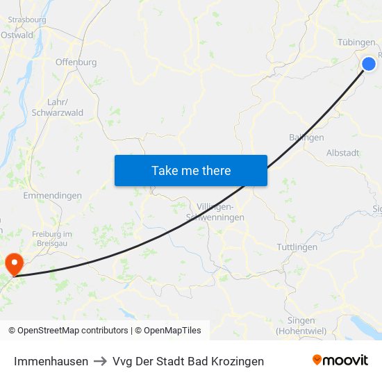 Immenhausen to Vvg Der Stadt Bad Krozingen map