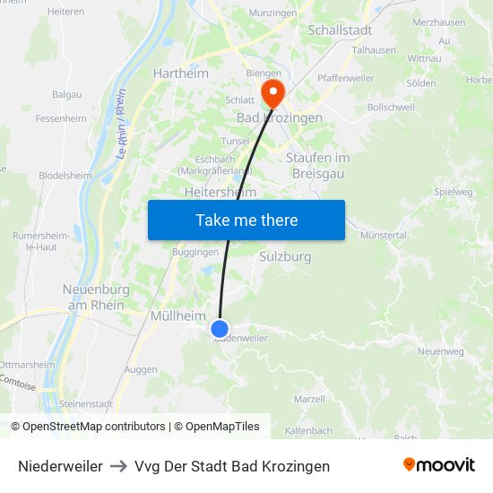 Niederweiler to Vvg Der Stadt Bad Krozingen map