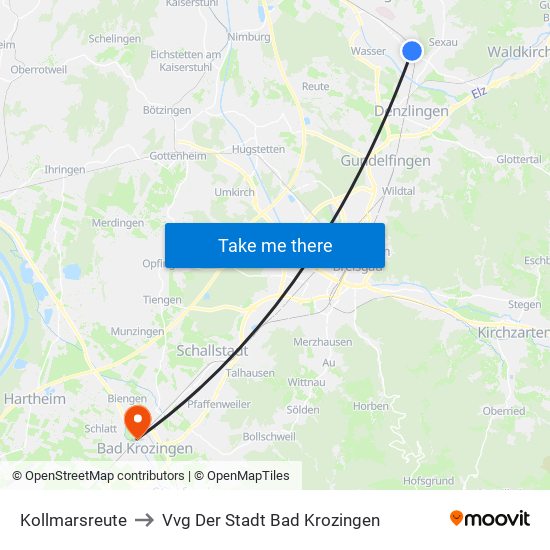 Kollmarsreute to Vvg Der Stadt Bad Krozingen map
