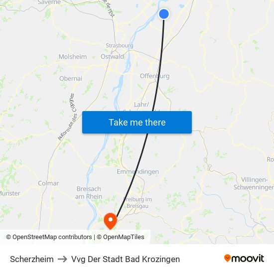 Scherzheim to Vvg Der Stadt Bad Krozingen map