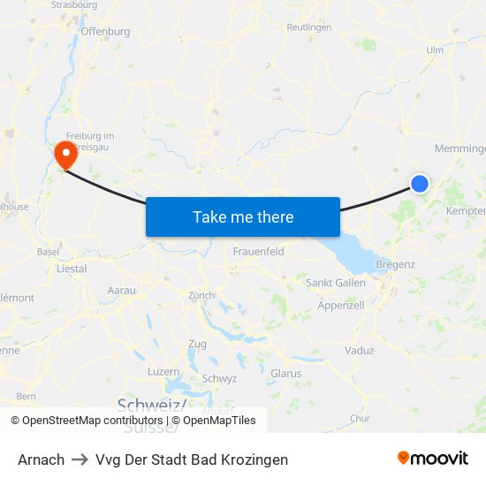 Arnach to Vvg Der Stadt Bad Krozingen map