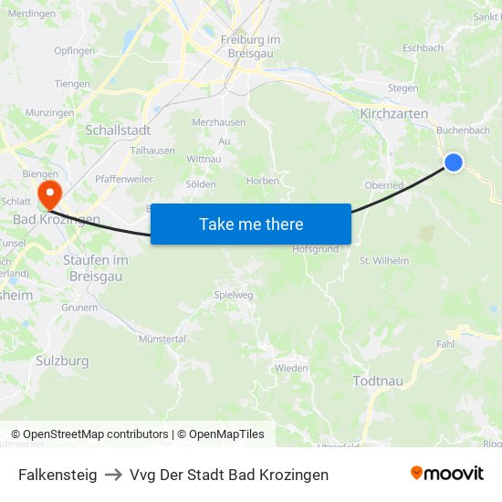 Falkensteig to Vvg Der Stadt Bad Krozingen map