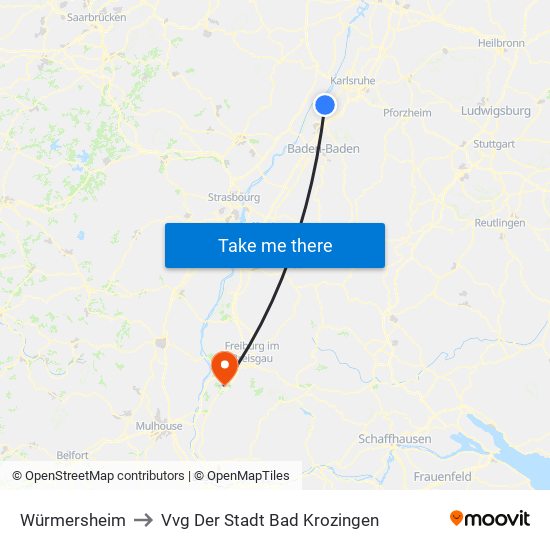 Würmersheim to Vvg Der Stadt Bad Krozingen map