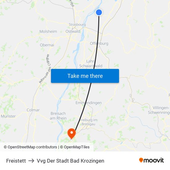 Freistett to Vvg Der Stadt Bad Krozingen map