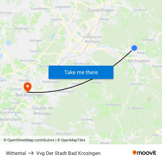 Wittental to Vvg Der Stadt Bad Krozingen map