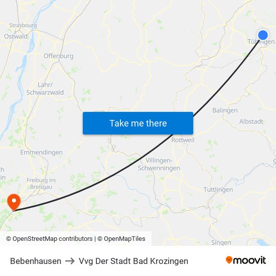 Bebenhausen to Vvg Der Stadt Bad Krozingen map