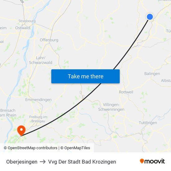 Oberjesingen to Vvg Der Stadt Bad Krozingen map