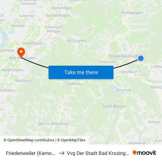 Friedenweiler (Kernort) to Vvg Der Stadt Bad Krozingen map