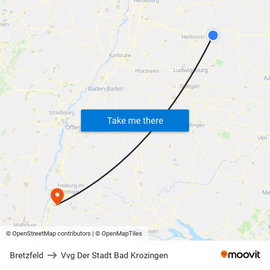 Bretzfeld to Vvg Der Stadt Bad Krozingen map