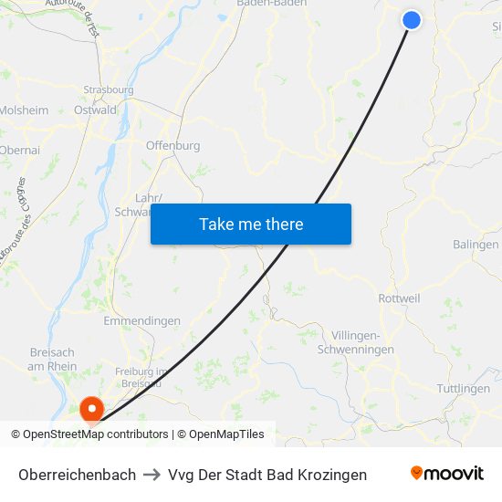 Oberreichenbach to Vvg Der Stadt Bad Krozingen map