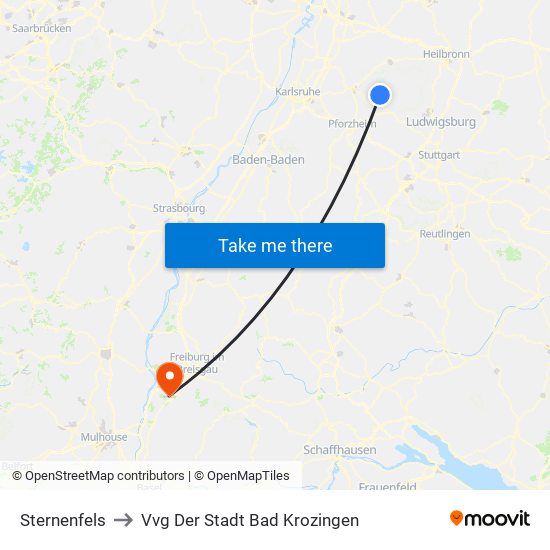 Sternenfels to Vvg Der Stadt Bad Krozingen map