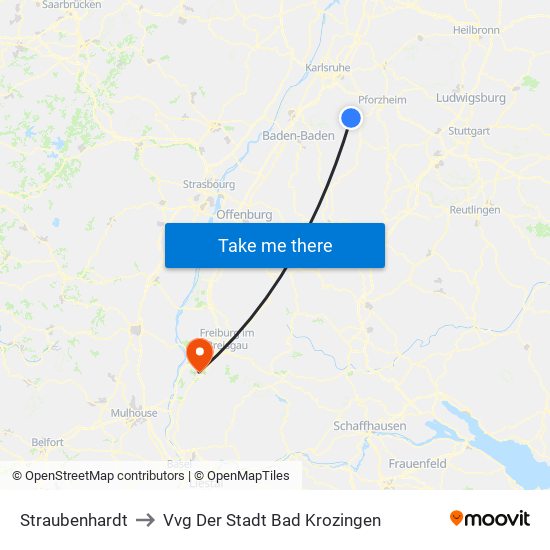 Straubenhardt to Vvg Der Stadt Bad Krozingen map