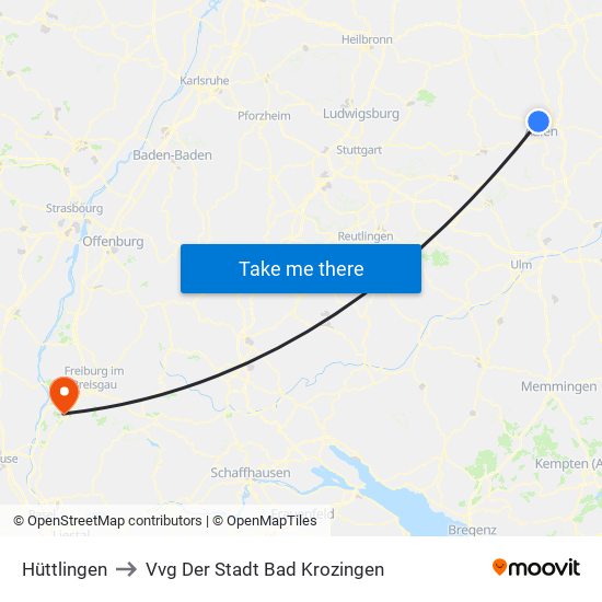 Hüttlingen to Vvg Der Stadt Bad Krozingen map