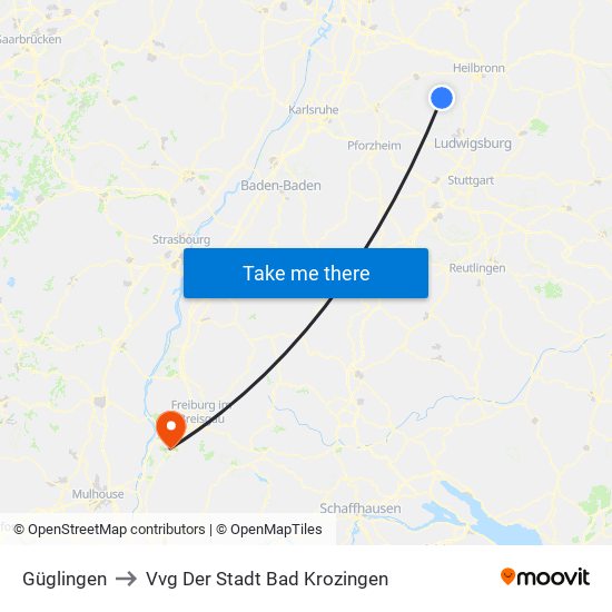 Güglingen to Vvg Der Stadt Bad Krozingen map